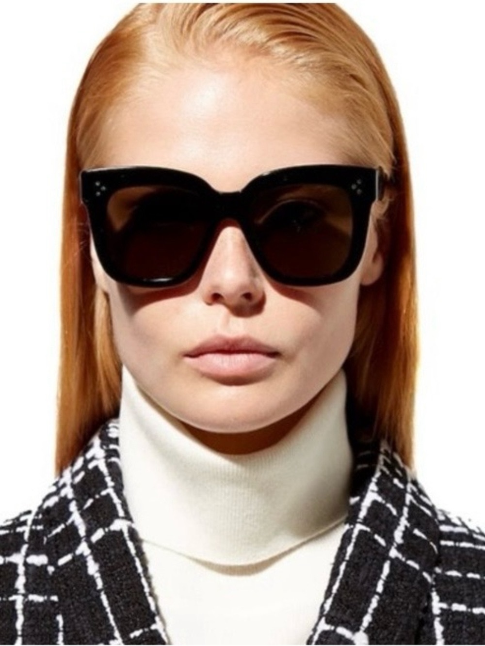 Celine 41076 S Black Oversized Cat-Eye Sunglasses with Dark Lenses